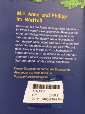 Magisches Baumhaus  Buch Mit Anne und Philipp im Weltall 
