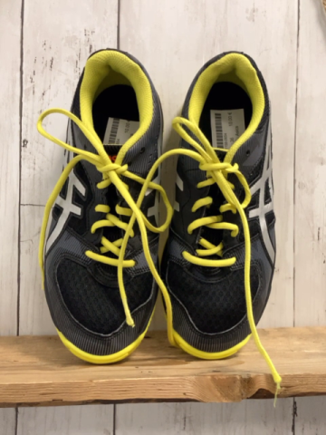 Asics  Schuhe  Gr. 36  schwarz grau gelber Bund + gelbe Schnürsenkel 