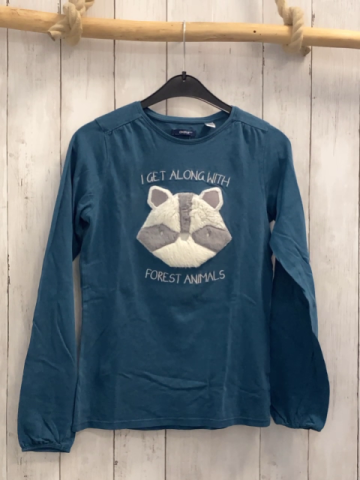 Okaidi Langarmshirt Gr. 158  petrol Plüschwaschbär