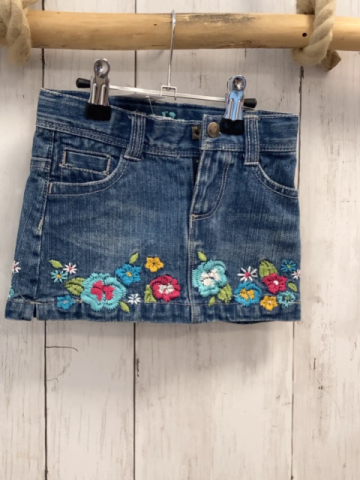   Rock Gr. 80  blau Jeans gestickte Blumen Bund verstellbar 