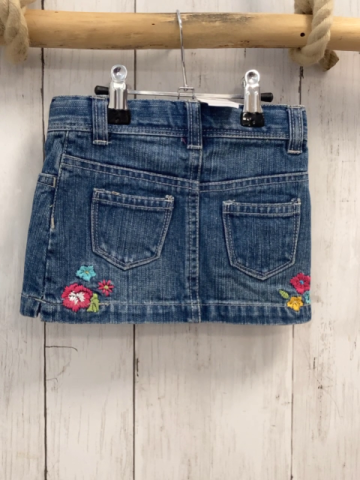   Rock Gr. 80  blau Jeans gestickte Blumen Bund verstellbar 