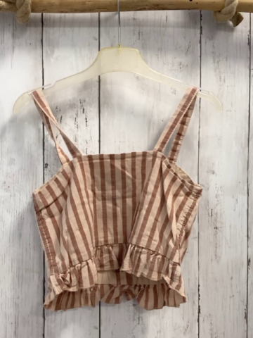 H&M  Sommerbluse  Gr. 122  sand braune Streifen Rüschensaum 
