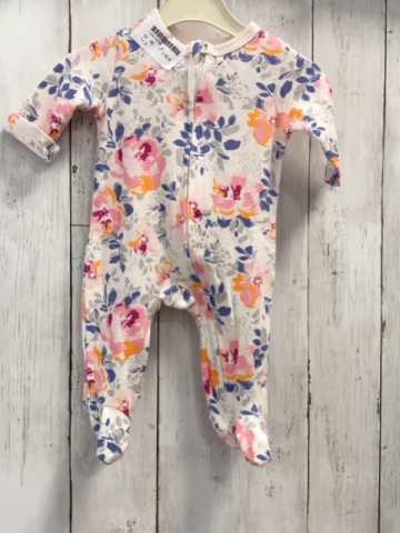   Schlafanzug  Gr. 50  weiß Blumen mit Reißverschluss 