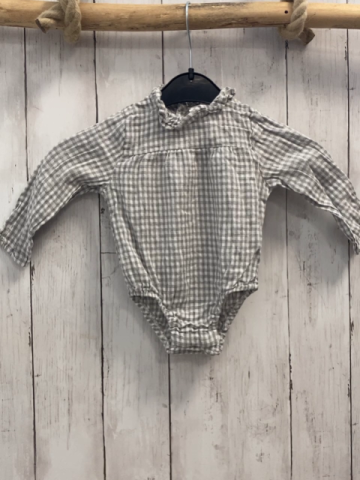 zara Bluse Gr. 68  grau weiß kariert Bodyunterteil