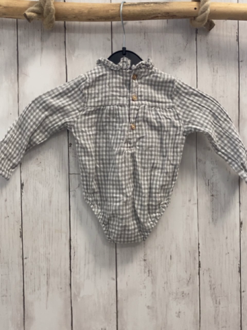 zara Bluse Gr. 68  grau weiß kariert Bodyunterteil