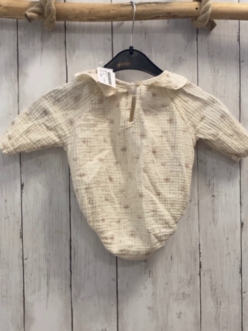 H&M Bluse Gr. 68  beige musselin Blumen Bodyunterteil