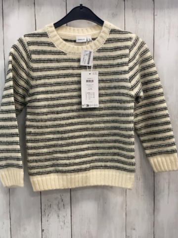neu Name it  Pullover Gr. 110  weiß oliv Streifen Strick NP 30,99 € 