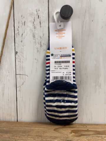 neu Pusblu  Stoppersocken Gr. 23/24  blau weiß bunte Streifen Gummisohle NP 3,9 € 