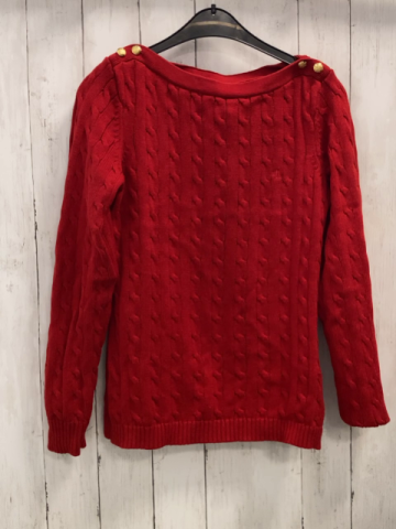 Ralph Lauren  Pullover  Gr. 158/164  rot  Strick Zöpfe goldene Knöpfe 