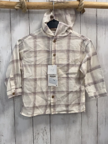 neu Zara  Hemd  Gr. 98  creme grau lachs kariert Kapuze NP 17,95 € 