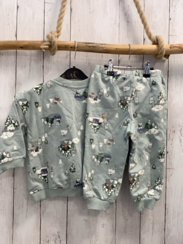 2tlg H&M Pullover + Jogginghose Gr. 86  mint Schneelandschaften