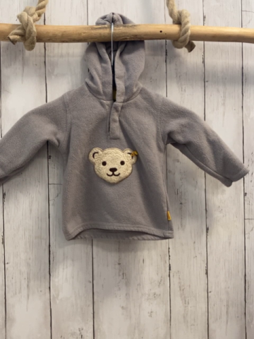 Steiff  Pullover  Gr. 68  grau Fleece Bärenkopf Kapuze 
