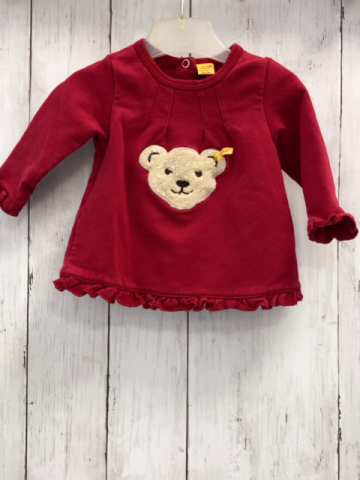 Steiff  Pullover  Gr. 56  rosa Rüschensaum Bärenkopf auf der Rückseite geknöpft 
