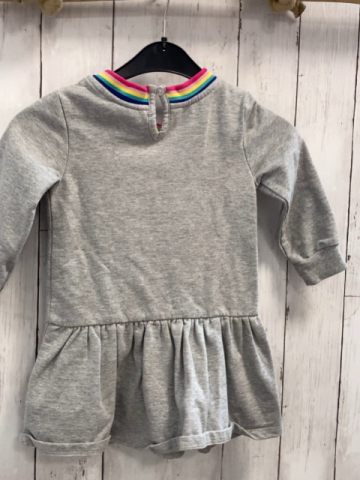Noppies  Kleid  Gr. 92  grau bunter Plüschbogen + Streifenbund 