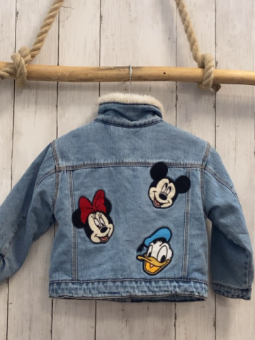 Zara  Jacke  Gr. 98  blau Jeans Minnie Mouse weißes Teddyfutter 