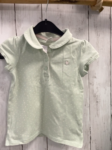 H&M  T-Shirt Gr. 86  mint weiße Punkte Polokragen 