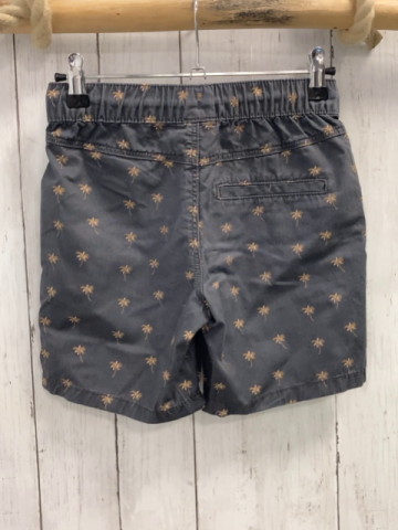   Shorts  Gr. 128  grau hellbraun weiße Palmen weiße Kordel 