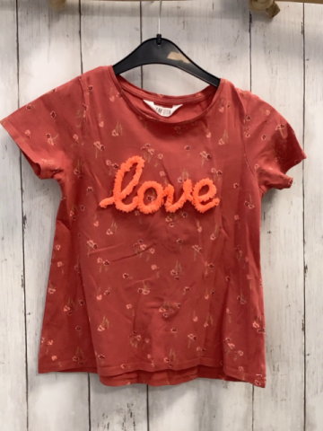 H&M T-Shirt Gr. 122  beerenton Blumen Schrift