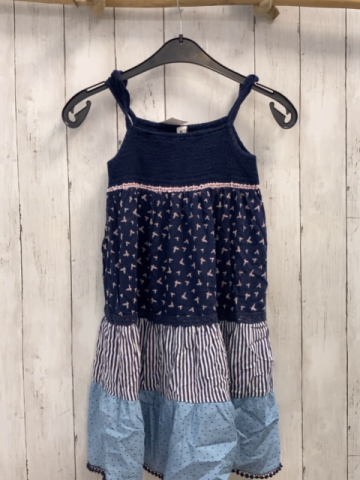  Kleid Gr. 134  blau rosa Schmetterlinge Streifen Punkte