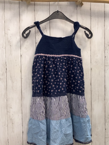 Kleid Gr. 134  blau rosa Schmetterlinge Streifen Punkte