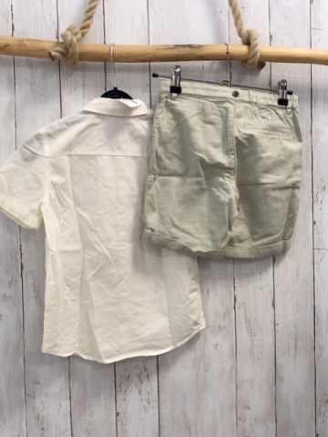 2tlg H&M Shorts + Sommerhemd Gr. 122  mint Bund verstellbar + weiß