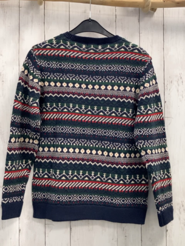 neu vertbaudet Pullover Gr. 164  blau rot grün weißes Muster 