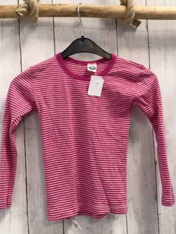 Cosilana Pullover Gr. 110  pink weiß gestreift 70 % Wolle 30 % Seide