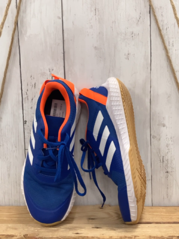 Adidas  Schuhe  Gr. 38 2/3   blau weiße Streifen + Sohle orange Bund 
