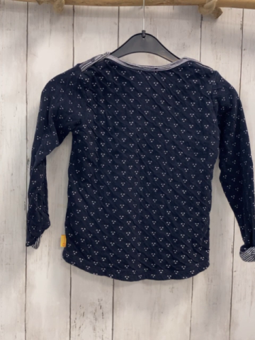 Steiff  Pullover  Gr. 110  dunkelblau weiße Punkte blau weißer Streifenbund 