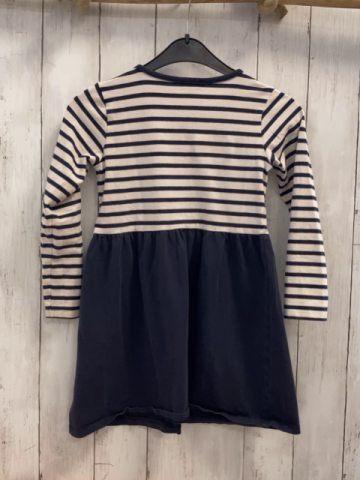 Steiff  Kleid  Gr. 116  weiß blau gestreiftes Oberteil blauer Rock Bärenkopf mit Quietscheton 