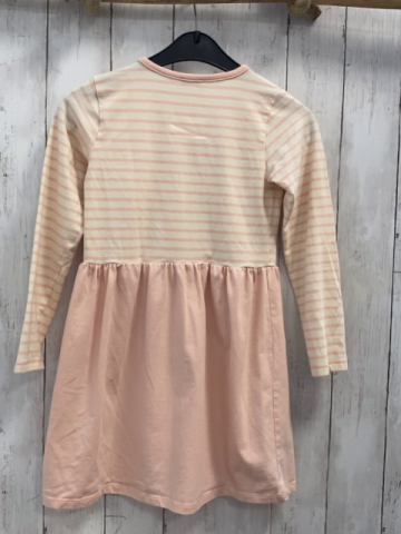 Steiff  Kleid  Gr. 122  weiß rosa gestreiftes Oberteil rosa Rock Plüschbärenkopf mit Quietscheton 