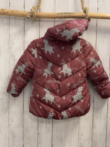 Name it  Winterjacke  Gr. 98  weinrot graue Einhörner Schrift 