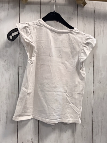   T-Shirt Gr. 122  weiß Mädchen mit Pailettenbrille mit Flamingos 