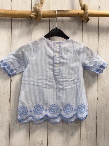 Dopodopo Sommerbluse  Gr. 98  hellblau weiße Streifen bestickt 
