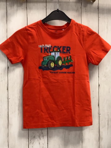   T-Shirt  Gr. 128  rot Trecker Schrift 