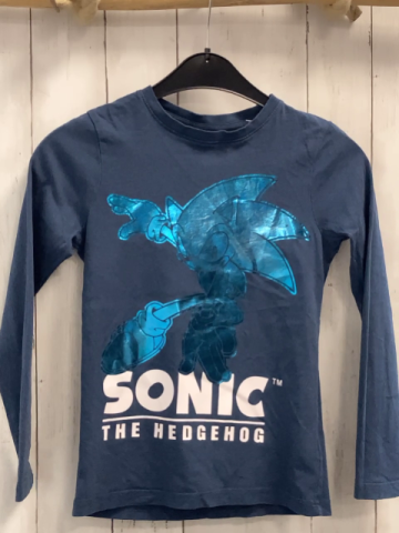   Langarmshirt  Gr. 134  blau Sonicfigur weiße Schrift 