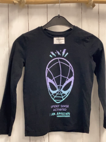 Marvel  Langarmshirt  Gr. 134  schwarz mint flieder Spidermankopf 
