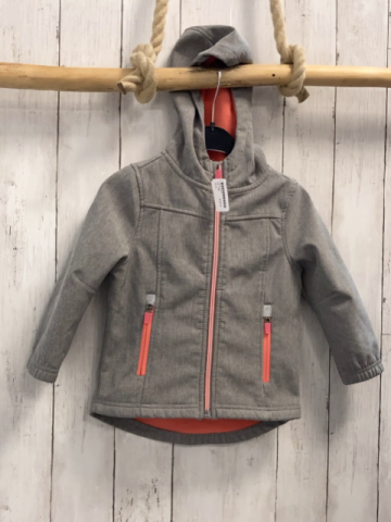   Softshelljacke  Gr. 98  grau lachs Reißverschlüsse + Fleecefutter 