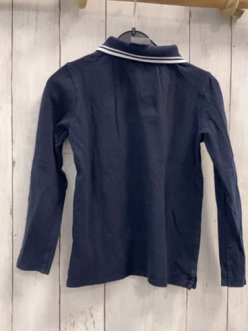 Steiff  Poloshirt lang  Gr. 116  blau Kragen mit weißem Streifenbund 