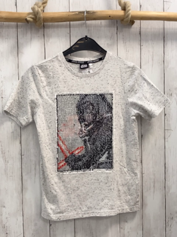   T-Shirt  Gr. 146/152  hellgrau graue Punkte Pailettenbild Star Wars 