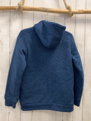   Strickjacke  Gr. 158/164  blau grau meliert Kapuze hellgrüne Applikationen 