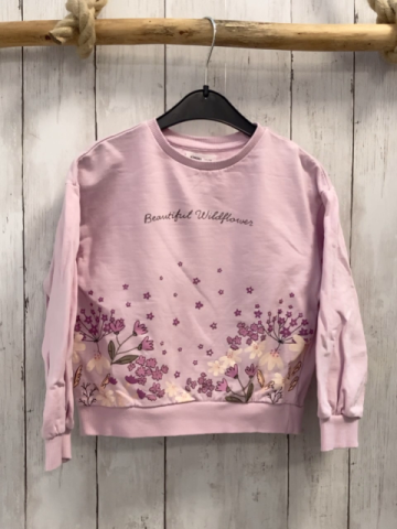 Sinsay Pullover Gr. 122  rosa Blumen Schrift