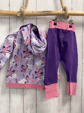 2tlg  Pullover + Jogginghose  Gr. 104  lavendel lila Elfen + pink rosa Streifenbund 