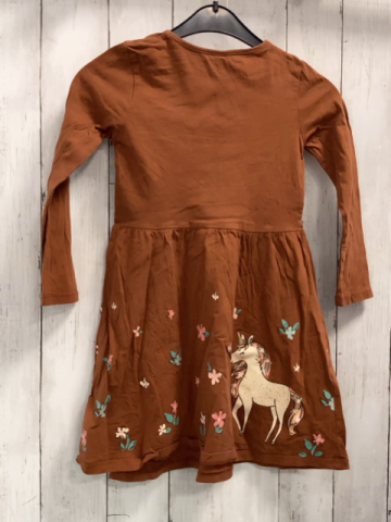   Kleid  Gr. 116  braun Einhorn Blumen 
