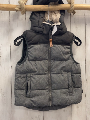 H&M  Weste  Gr. 116  grau dunkelgrau Kapuze Teddyfuter 