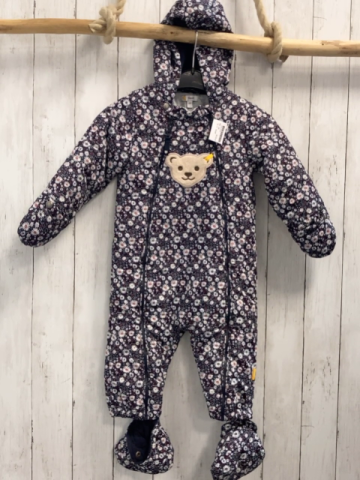 Steiff Schneeoverall + Schühchen Gr. 86  blau Blumen