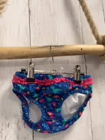   Badehose  Gr. 86  blau Blumen pink Rüschen