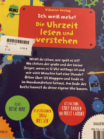    Pappbuch Die Uhrzeit lesen und verstehen 