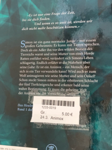 Animox Buch Das Heulen der Wölfe 