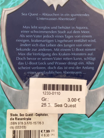 Sea Quest Buch Cephalox, die Riesenkrake 